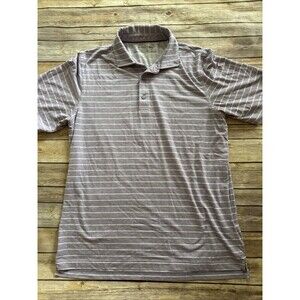 Vineyard Vines Polo Shirt Mens Large Purple Performance Striped Jim Nantz Golf